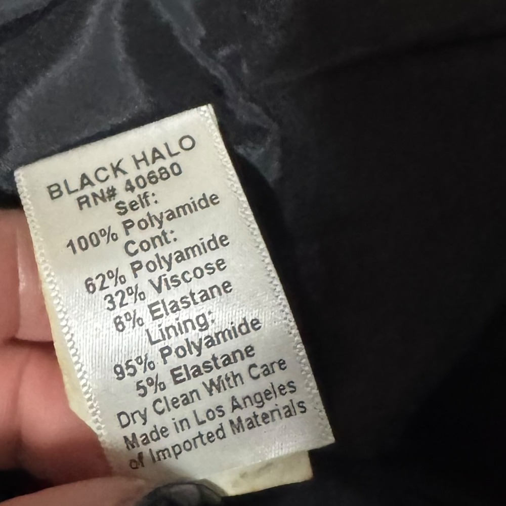 Black Halo NWT Black Mixed Media Mesh Hem Cocktail Sz‎ 4 LBD Formal Chic Evening - Picture 13 of 13